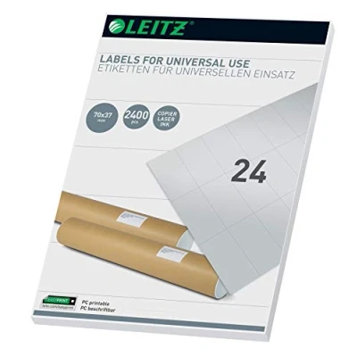 Image of Leitz 61800001 Universal Labels for PC Write On 70 x 37 mm White