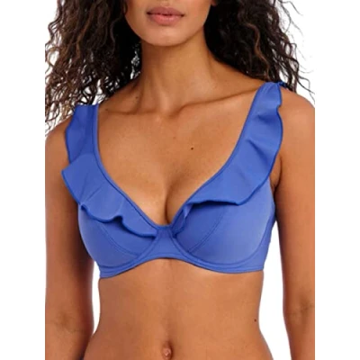 Image of Freya Womens Jewel Cove High Apex Bikini Top Blue Nylon Size 36D