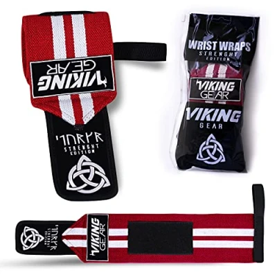 Image of Viking Gear wrist wraps Red support weightlifting brace for weight lifting Powerlifting Crossfit Heavy duty Bag Bundle