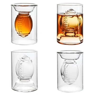 Image of 40YARDS American Football Shot Glasses / Drinking Espresso (Pack of 4) Can be Filled on Both Sides 2 cl and 4 Volume