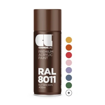Image of Cosmos LAC Acrylic Paint Spray Can in Many RAL Colours, 400 ml Perfect for DIY, Upcycling and Other Painting Work 8011 NUT BROWN N315