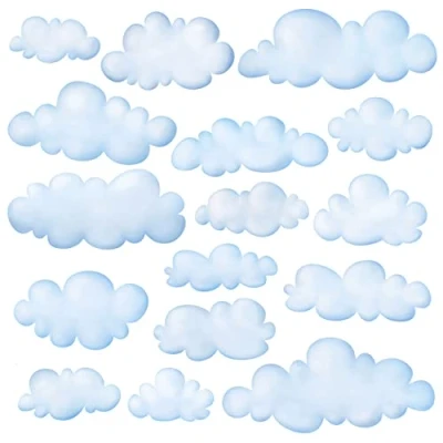 Image of DECOWALL DS9 1702 Clouds Kids Wall Stickers Decals Peel and Stick Removable for Nursery Bedroom Living Room Art murals Decorations