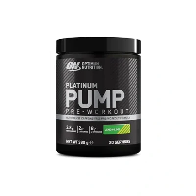 Image of Optimum Nutrition ON Platinum Pump Pre Workout, Intense Caffeine Free Workout Food Supplement with Fruitflow, Beta Alanine, L Arginine, Citrulline, Lemon Lime Flavour, 20 Servings, 380 g