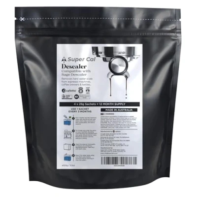 Image of Sage Descaler for Coffee Machines &amp; Kettles 4 x 25g Sachets 12 Mth Supply Made By Cafetto Australia who make Branded Machine and Kettle Super Cal