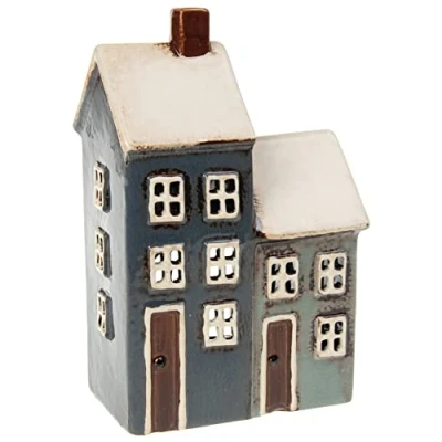 Image of Village Pottery Grey/Navy 2 House Tealight