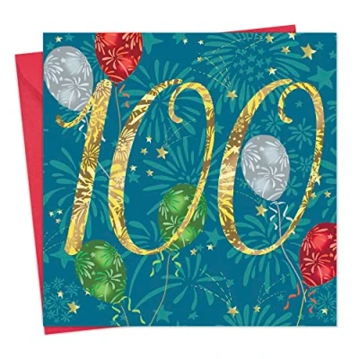 Image of Twizler Unisex Age 100 Birthday Card 100th For Her Him Years Old Male Female
