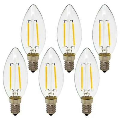 Image of 6 Pack E14 2W Retro LED Filament Candle Bulbs Edison Antique Vintage Style Light Not Dimmable Warm White 2700K 150LM 15W Incandescent Replacement AC 220 240V