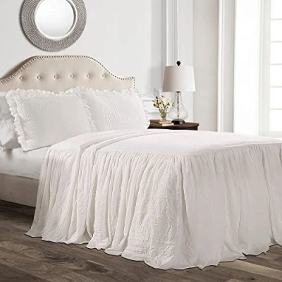Image of Lush Decor Ruffle Skirt Bedspread, Polyester, White, King
