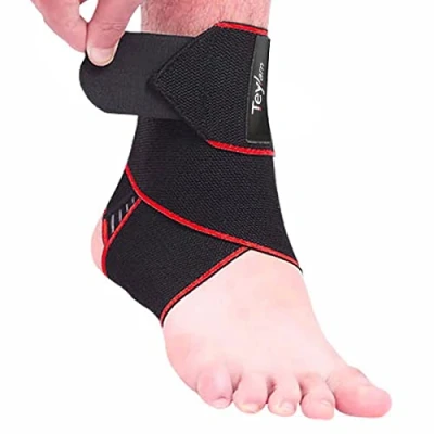 Image of Teylam Ankle Support, Adjustable Flexible Foot Bandage, Ultra Thin Running Football, Right and Left (Red, Pack of 1)
