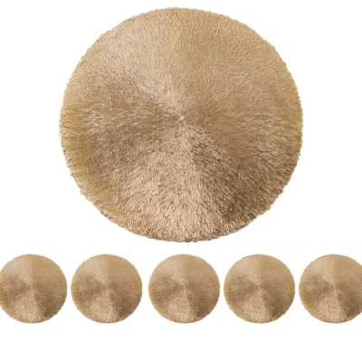 Image of Marco Paul 1 Piece Christmas Placemats Gold Vinyl Table Mats Place Washable Non Slip Heat Insulation for Kitchen Dinning Restaurant