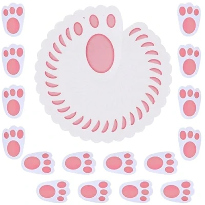 Image of 30Pcs Easter Rabbit Footprints, Outdoor Decorations, Bunny Footprint Egg Hunt Kids Party Game Themed Decoration, Size 11cm