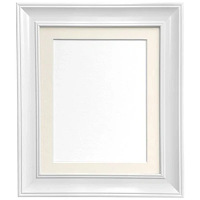 Image of FRAMES BY POST Scandi Vintage White Picture Photo Frame with Ivory mount A1 For Image size A2
