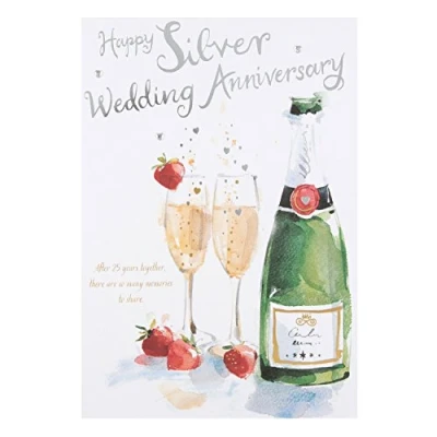 Image of Hallmark Silver Wedding Anniversary Card &quot;Happiness&quot; Medium [Old Model]