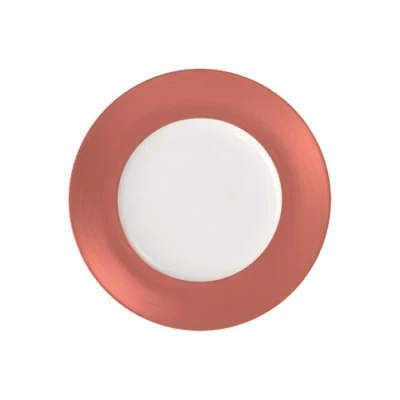 Image of Villeroy &amp; Boch Manufacture Glow Food Coupe Plate, Premium Porcelain, Copper/White, Glow, 25 cm