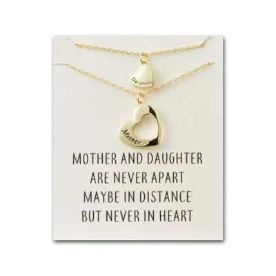 Image of Philip Jones Gold Plated Mother and Daughter Necklace Set with Quote Card