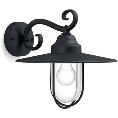 Image of Philips myGarden Pasture Outdoor Vintage Wall Lantern [Black] for Garden, Patio and Outdoor. Requires 1 x 60 W 230 V Bulb