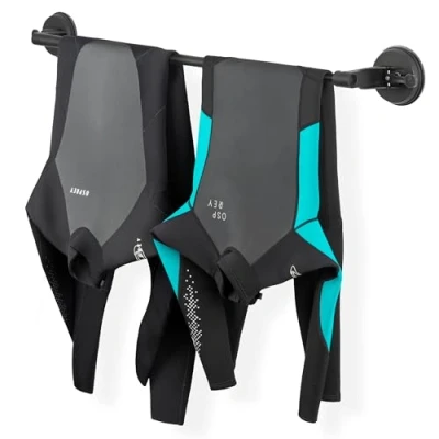 Image of Osprey Wetsuit Hanger, Heavy Duty Extendable Hanger for and Dry Suit, with Suctions Cups Quick Drying, Fits Two Wetsuits, Black