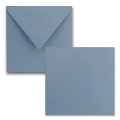 Image of Square single card set 15 x cm with envelopes grey blue 25 pieces for greeting cards &amp; more