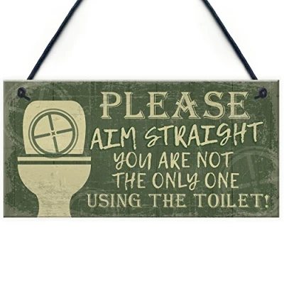 Image of RED OCEAN Funny Novelty Bathroom Sign Aim Straight Loo Decor Humouros Wall Plaque Home Gift