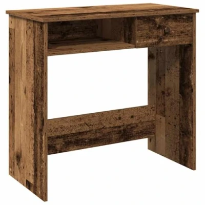 Image of vidaXL desk old wood finish modern home office writing engineered 80x40x75 cm spacious tabletop versatile storage for office, bedroom, study room, living room