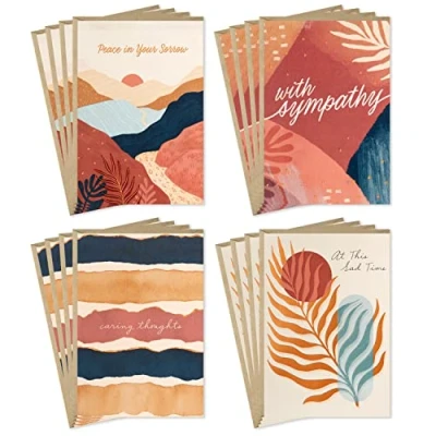 Image of Hallmark Sympathy Cards Assortment, Painted Palms (16 Assorted Thinking of You with Envelopes)
