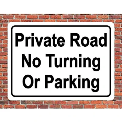 Image of Private Road No Turning Or Parking Metal Sign Keep Out Clear Off Property Notice Decoration Props Plaque 8x12 inch
