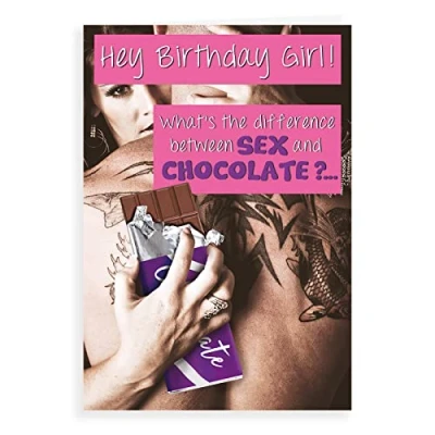 Image of Regal Publishing Humour Funny Birthday Card Sex and chocolate 7 x 5 inches