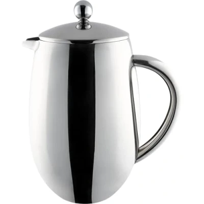 Image of Café Ole 12 Cup Double Walled Bellied Cafetiere French Press Coffee Maker, Mirror, 1.5 Litre, BFD