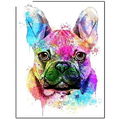Image of DIY 5D Diamond Painting by Number Kits for Adults French Bulldog Full Crystal Rhinestone Embroidery Cross Stitch Arts Crafts Home Wall Decor Gift 40x50cm/16x20inch