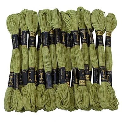 Image of ANCHOR Hand Cross Stitch Stranded Cotton Embroidery Thread Floss Pack of 25 Skeins Mint Green