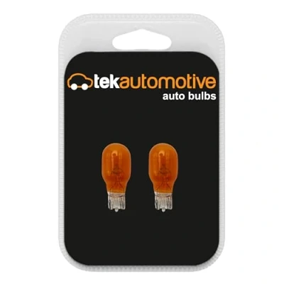Image of Tek Automotive 958 WY16W Amber Car Light Bulbs, Orange Indicator Bulbs 12V, 921BA 16W W2.1x9.5D, Capless Twin Pack