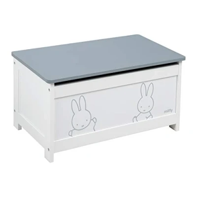 Image of roba Miffy Wooden Toy Chest for Children with Hinged Seat and Cushioning Fittings, Bench Children&#039;s Room, White Boys Girls