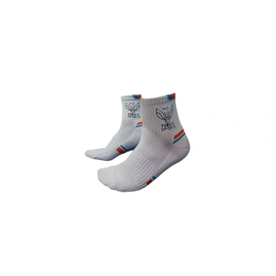 Image of Pernix Sports 3 Pack Badminton/Racket Cushioned Crew Socks for &amp; Everyday, Running Trainer socks, Men Women, White Multicolor (Blue, Orange), Size 6 11