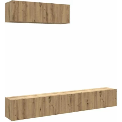 Image of vidaXL Wall Mounted TV Cabinets Media for Living Room Engineered Wood, Artisan Oak, 3 Piece Set, 100x30x30 cm Modern Floating Entertainment Unit with Ample Storage