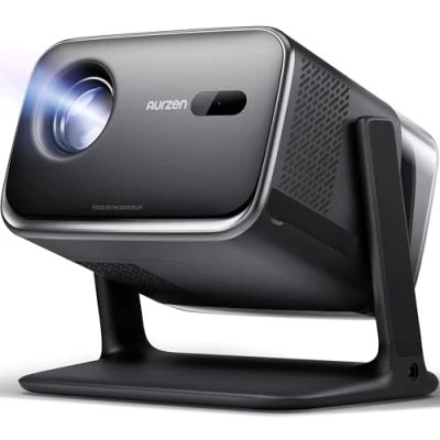 Image of Aurzen BOOM mini Google TV Smart Projector with WiFi and Bluetooth, 4K Supported Outdoor &amp; Home Movie 20W Speakers DoIby Audio, Real Time Focus Keystone, 500 ANSI Lumens, Green