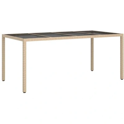 Image of vidaXL Garden Dining Table Beige 190x90x75 cm Poly Rattan
