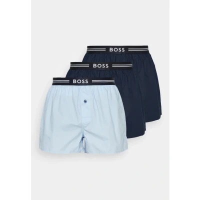 Image of BOSS Mens 3P Woven Boxer Three Pack of Pyjama Shorts in Cotton poplin