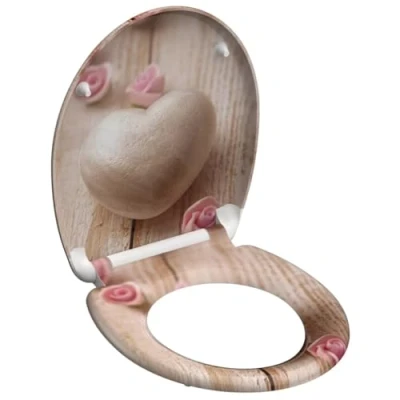 Image of SCHÜTTE ROMANTIC toilet seat Duroplast, with soft closing and quick release for easy cleaning, maximum load of the 150 kg, motif heart 82370