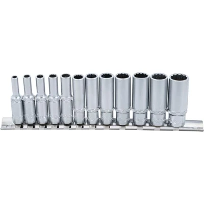 Image of BGS 2757 Socket Set, 12 point, deep 6.3 mm (1/4&quot;) Drive Inch Sizes pcs.