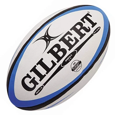 Image of GILBERT Omega Rugby Match Ball, Blue/Black, 5