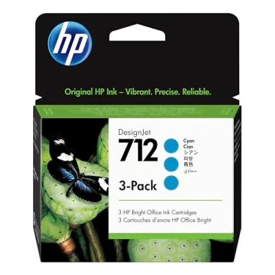 Image of HP 712 3 pack 29 ml Cyan DesignJet Ink Cartridge