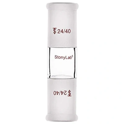 Image of stonylab Glass Straight Connecting Adapter, Borosilicate 30mm Between Two 24/40 Ground Outer Standard Taper Joints for Laboratory Lab Supply