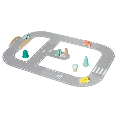 Image of Janod Trees Bolid FSC Wood Track Early Toy Felt Circuit + 4 Cars 5 Accessories 2 Years +, J04631, Multicolor, S