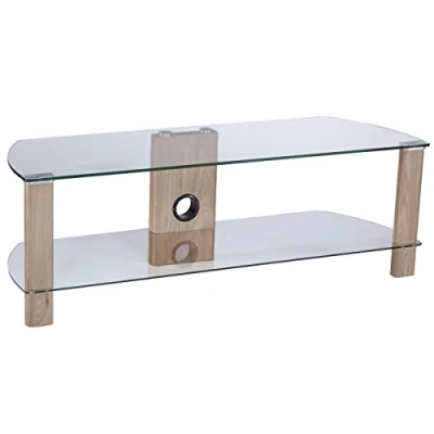 Image of Alphason Century 1500 TV Stand Light Oak &amp; Clear Glass