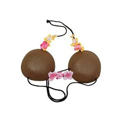 Image of Coconut Bra Hula Girl Tropical Caribbean Hawaiian Beach Party Fancy Dress