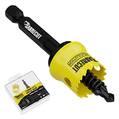 Image of 1 x SabreCut HSM016 16mm High Performance Thin Wall Sheet Steel Hole Saw Kit Features Body and HSS M42 Cobalt Arbour with Progressive Tooth Profile for Cutting Wood, Plastic
