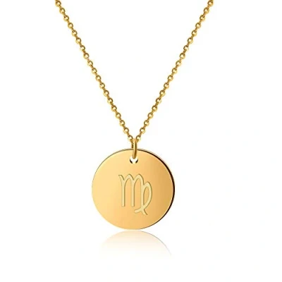 Image of GD GOOD.designs EST. 2015 Zodiac Chain Virgo Gold 18 Carat Waterproof I Plated Necklace with Horoscope Pendant Stainless Steel for Ladies