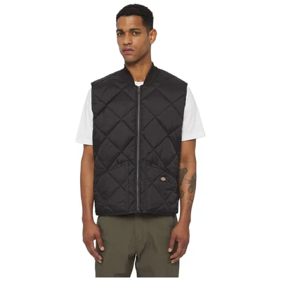 Image of Dickies Diamond Quilted Waistcoat, Men&#039;s, Size: Large, Black