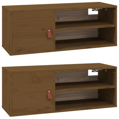 Image of vidaXL Wall Cabinets 2 pcs Honey Brown 80x30x30 cm Solid Wood Pine