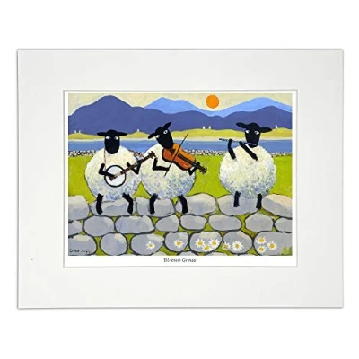 Image of &#039;Bl ewe Grass&#039; Mounted Print by Thomas Joseph Sheep Art